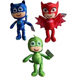 PJ Masks Complete Set with 3 Plush Figures Catboy Owl Gecko, Height 22 cm