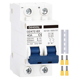 DIHOOL 2P 40 amp Solar DC Isolator Switch DC Miniature Circuit Breaker PV Disconnect Switch Fuse For Solar Energy Photovoltaic
