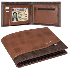 Carteras para Caballero Originales,Cartera Hombre Minimalista de Piel, Tarjetero Hombre Multifuncional con Compartimentos para Tarjetas, Efectivo y Monedas, Cartera Cuadra hombre Resistente y Ligera