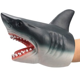 Gemini&Genius Shark Hand Puppet Realistic Soft Rubber Funny Animal Head Hand Puppet Toys for Kids, Home, Stage and Class Role Play Toy for Kids and Toddlers