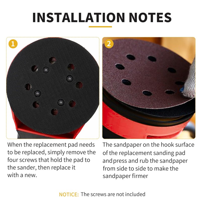 Gnellkoor 4 Pack 5" 8 Hole Replacement Sander Pad Compatible