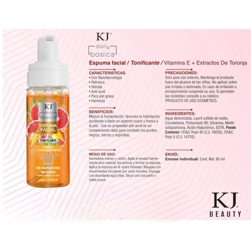 Espuma Facial Tonificante Kj Extracto De Toronja Y Vitaminae Mixta