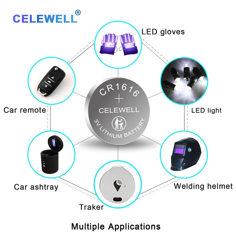 CELEWELL CR1616 5 Pcs 3V Lithium Battery【5-Year Warranty】