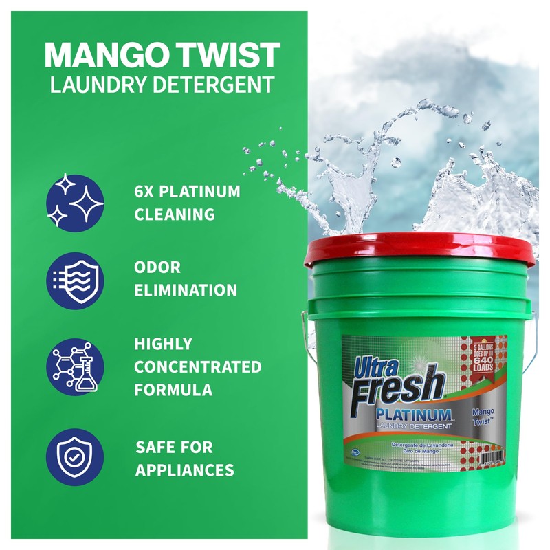 Ultra Fresh 5 Gallon Liquid Laundry Detergent Washing Soap for