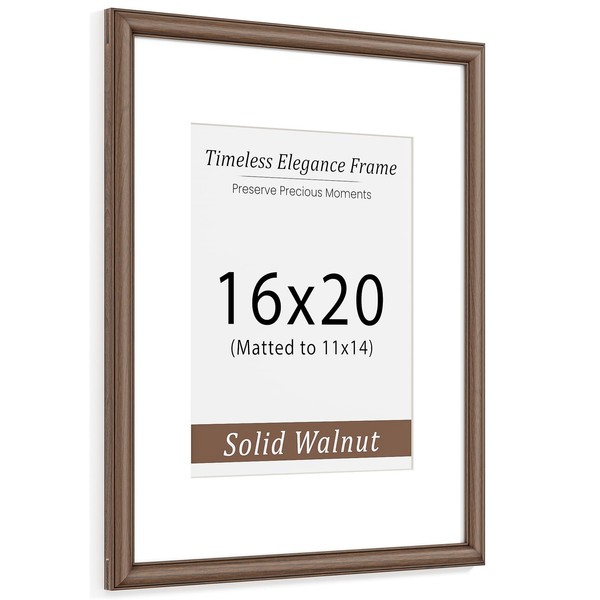 Natural Walnut 16x20 Picture Frames Mat to 11x14 Picture Display,Original