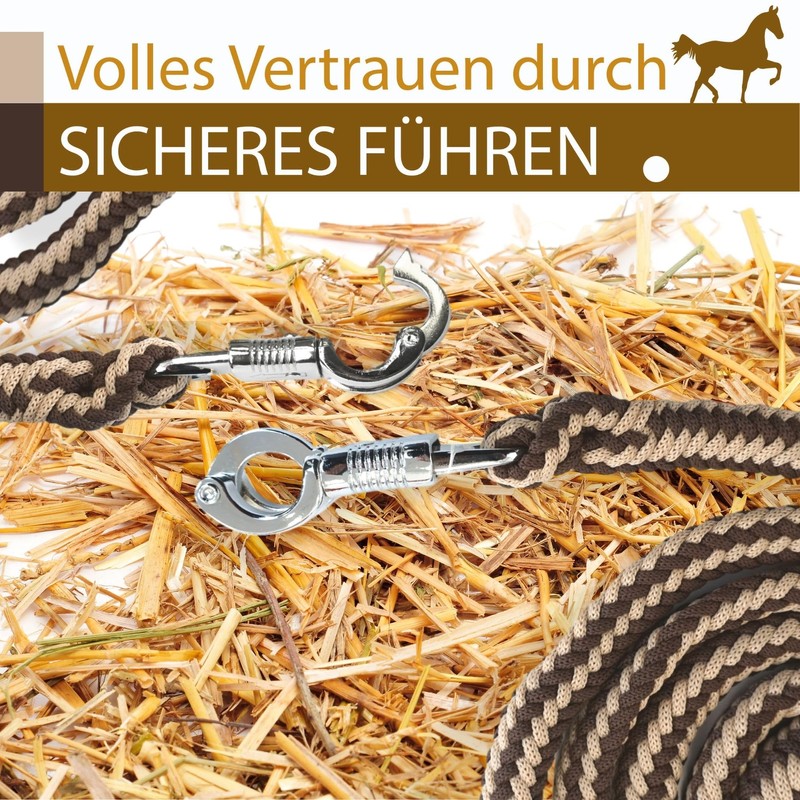 Pferdelinis Horse Lead Rope, 2m, Brown/Beige, Pre-braided Polypropylene