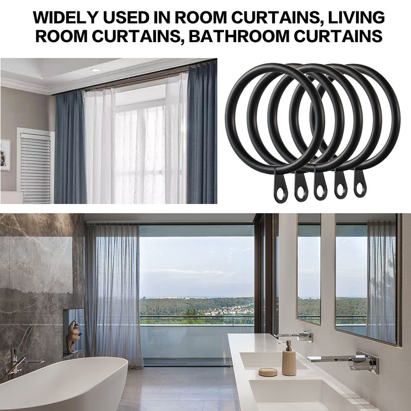 Kinsinder 60 Pieces Metal Curtain Rings, Rings for Curtain Rods