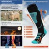 Merino Wool Ski Socks 2 Pairs, Thermal Knee High Warm
