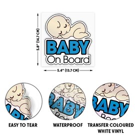 WIRESTER Removable Baby on Board Sticker, Self-Adhesive Kids in Car Decal, Safety Notice Warning Sign for Car Window, Bumper (Or Any Flat Surface) - Baby on Board Napping