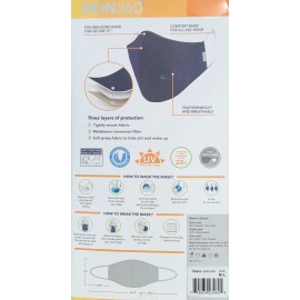 Skin360 NEW6 PREMIUM FACE MASKS REUSABLE 3 LAYERS PROTECTION 3 COLORS M-L BLU/BLK/WT
