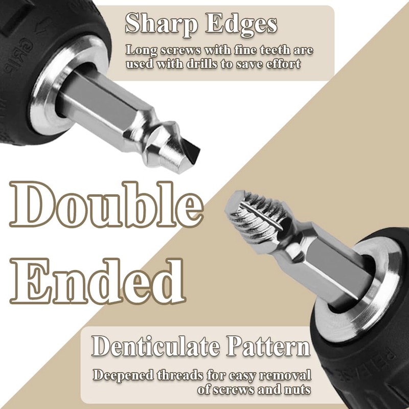 Screw Extractor Set HSS 4341# Damaged Screw Remover Double Ended