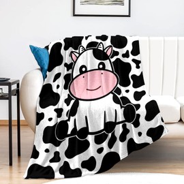 Cute Cow Blanket Super Soft Flannel Fleece Throw Blankets Kids Adults for Bedding Bedroom Living Rooms Sofa Full Season Gifts 60"x50"