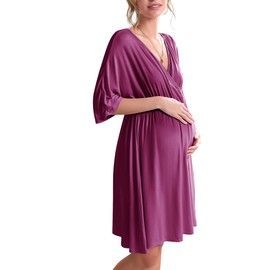 Ekouaer 3 in 1 Labor/Delivery/Hospital Gown Maternity Dress Nursing Nightgown Sleepwear for Breastfeeding