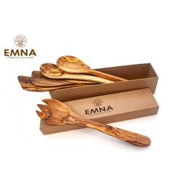 EMNA - 5-Piece Olive Wood Kitchen Utensil Set | in an Exclusive Gift Box | Wooden Wedding | Cooking Spoon | Spatula | Gift Idea | Woman | Wedding Anniversary Gifts | Christmas