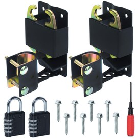 LAWNEAGLE 2 Pack S16100700 Small Black Two Way Lockable Gate Latch (3"x5") for Metal Gates with 1-1/4" to 1-1/2" Diameter Tubes Replaces S16100700 Farm Gate Latch, with 4-Digit Combination Lock