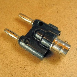Pomona 1269 BNC (F) Female to Double (Dual) Banana Plug Adapter, Black Stackable