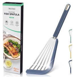 Nonstick Fish Spatula,Maywe Tanso Thin Slotted Spatulas Turner Silicone Fish Spatulas for Nonstick Cookware,High Heat Resistant BPA Free Cooking Utensils,Ideal for Fish,Eggs,Pancakes(Blue)