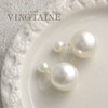 VingTAINE E2149 Non-Hole Earrings, Double Pearl, M, Resin, Metal Allergy,
