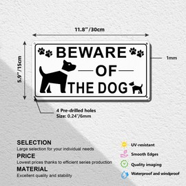 TAKULA Beware of the Dog Sign-11.8 * 6Inch Warning Signs-2 Pack-Reflective Metal Sign,Suitable for Indoor and Outdoor Use - for Fencing or Gates