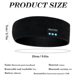 Bluetooth Headphones Headband, Sleep Headphones Sports with 6-10 Hours Playtime, Breathable, Sweat-Absorbing, Side Controls Headphones Running Yoga Sleeping Men Women HiFi Stereo Tech