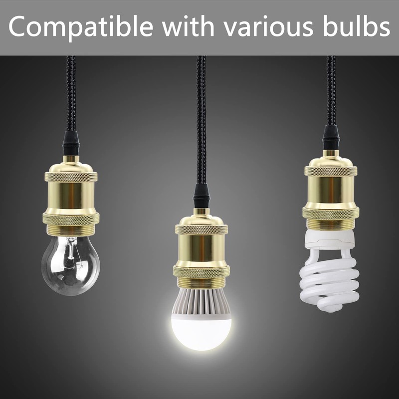 2 Pcs Ceiling Pendant Light Fitting E27 Rose Screw Lamp