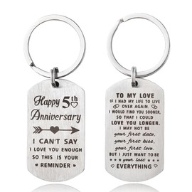 Guqqeuc 5th Anniversary Keychain Gifts for Boyfriend Girlfriend Fifth Anniversary Valentines Gifts for Husband Wife Anniversary Birthday Gift for Couple Five Year Anniversary Presents for Bf Gf