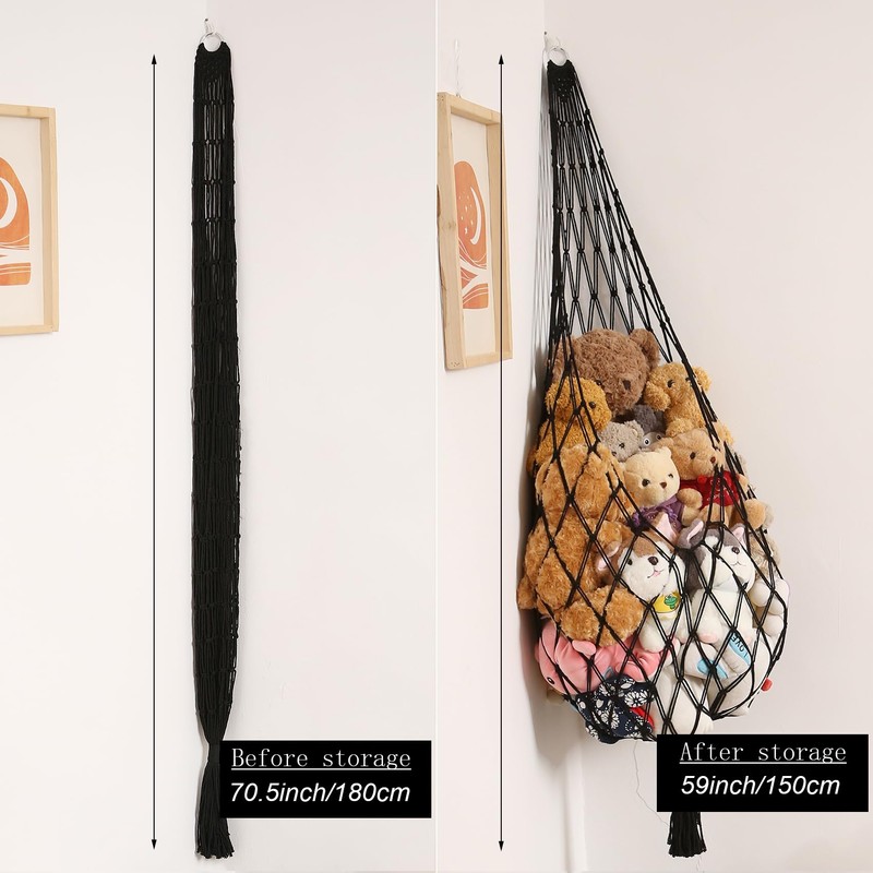 Amdermi Stuffed Animal Hammock Corner Hanging Net for Stuffy Animal