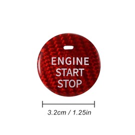 Auto Engine Start Stop Button,Power Ignition Switch Button Cover Sticker Decoration Trim, Red Real Carbon Fiber, Compatible with Mazda 3 6 CX-3 CX-5 CX-9 MX-5