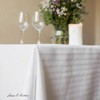 Linen & Cotton Elegant Jacquard Striped Tablecloth Fabric Table Linen