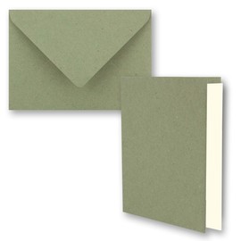NEUSER PAPIER 10x green vintage kraft paper folding cards SET with envelopes and inserts DIN A6-10.5 x 14.8 cm green recycled blank