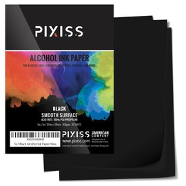 ブラックアルコールインクペーパー - 25枚 Pixiss ヘビーウェイトアートペーパー アルコールインク&水彩用 - 超滑らかな合成紙 A4 8x12インチ 300gsm