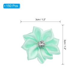 PATIKIL 1.2 Inch Small Ribbon Flowers, 150 Pcs Satin Ribbon Flowers Mini Fabric Flowers for Crafts DIY Wedding Ornament Appliques, Light Green