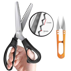 HAALII Shears Comfort Grips Crafts Zig Zag Cut Sewing Scissors, Professional Handheld Dressmaking, Pinking Shears, Zig Zag Craft Scissors Decorative Edge, Pinking Shears for Fabric Cutting