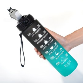 ROSSRORE 33.8OZ Sports Water Bottle, BPA-Free Tritan Plastic with Leak-Proof Lid – Spill-Resistant for Adults & Teens, Ideal for Fitness, Cycling, Football, School – Dishwasher Safe