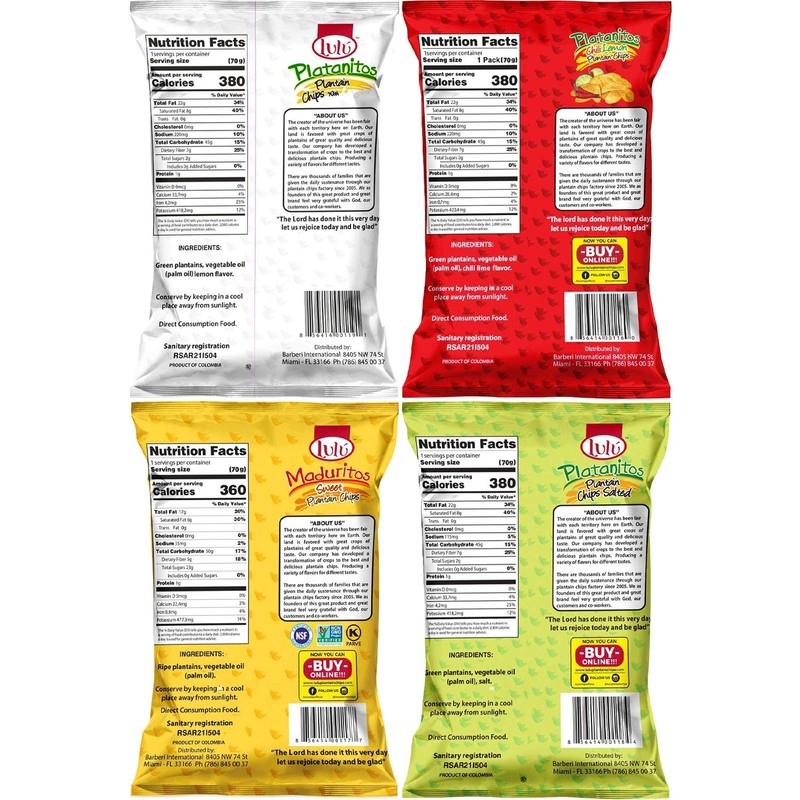 LULU Salted, Sweet, Lemon, Chili Lemon Plantain Chips - Variety