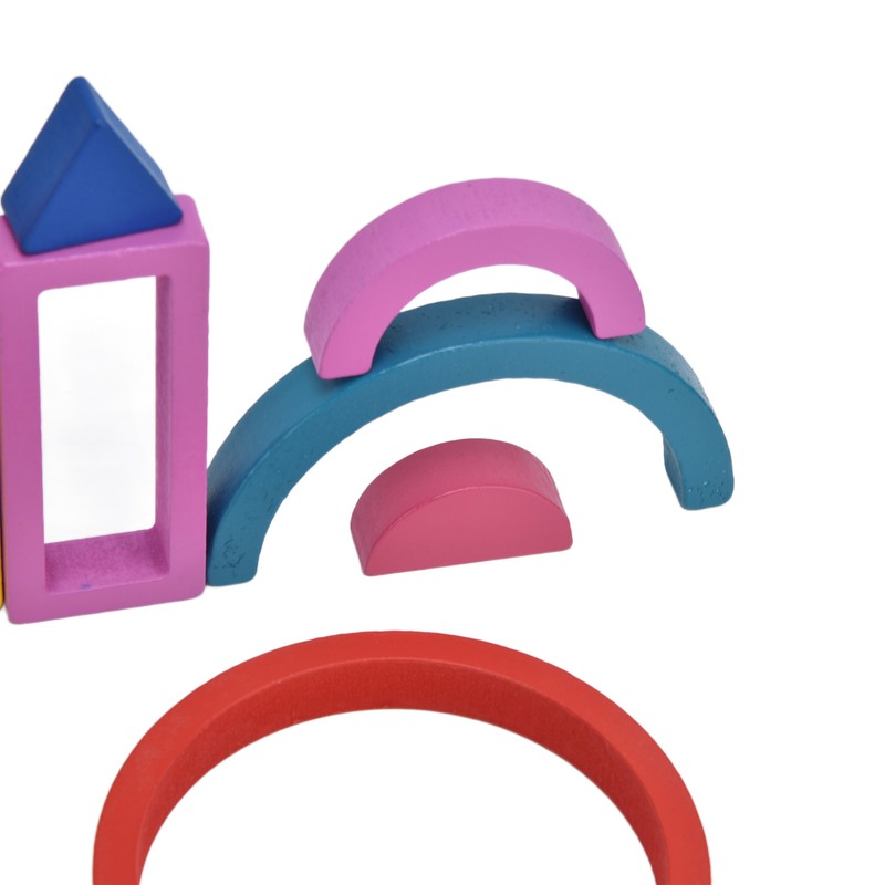 Baby Blocks Stacking Puzzle Set Colorful Wooden Building Blocks Educational