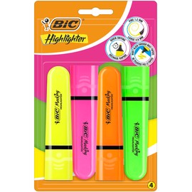 Bic Marking Flat Hyghghter Set of 4 Blister Bright Colours Highlighters 517952