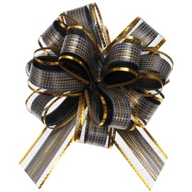 Unifizz 20pcs 6 Inch Black Pull Bows Large Striped Gift Bows for Wedding Baskets Presents Christmas Party Decoration
