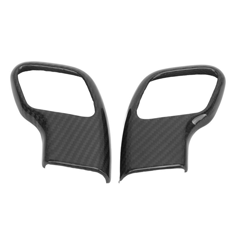 2Pcs Gear Shift Knob Cover Trim Protective Carbon Fiber Gear