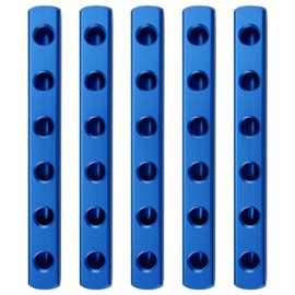 5PCS Air Manifold, 6 Way 9 Port Air Compressor Manifold, Aluminum Air Hose Inline Manifold Block Splitter, Pneumatic Manifold Air Distribution Block, NPT 1/4 Inch Supply Port, NPT 1/4 Inch Output Port