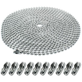 Hordion 197" Stainless Steel Ball Chain, 4.5mm Beaded Pull Chain Extension Dog Tag Chain with 10 Connectors for Window Blind Vertical Replacement, Silver