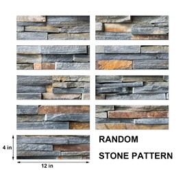 TUOKING 54-Pieces Peel and Stick Backsplash Tiles for Kitchen 4"x 12" PVC Self-Adhesive Subway Matte Faux Stone Wall Panel Brick Stick on Backspalsh for Bathroom(LPM-16-54PCS)