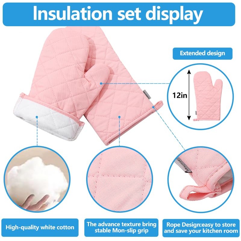 Oven Mitts and Pot Holders 4 pcs Set,High Heat Resistant