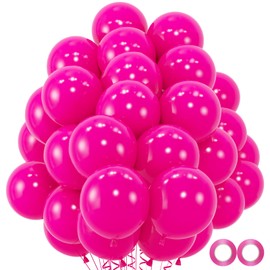 110pcs Hot Pink Balloons, 12inch Pink Latex Party Balloons, Helium Quality for Birthday Baby Shower Wedding Anniversary Party Decorations(With 2 Pink Balloons)