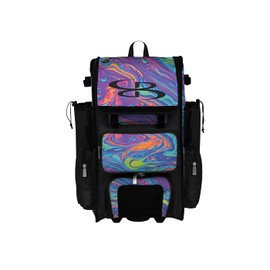 Boombah Rolling Superpack 2.0 Baseball/Softball Gear Bag - 23-1/2" x 13-1/2" x 9-1/2" - Lava 2.0 Multi - Telescopic Handle - Holds 4 Bats - Wheeled Version