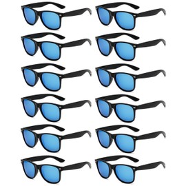 Eyegla 12 Pack Neon Mirrored Sunglasses Bulk Colorful Multipack Party Sunglasses 80s Retro Glasses Party Favor for Adult Men Women