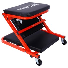 AVGVLIJ 2-in-1 Mechanic Creeper and Stool, 36" Z Creeper Seat, 300 lbs Capacity, Low Profile Design with 6 Smooth-Rolling Wheels, Garage Tool for Mechanics (Red)