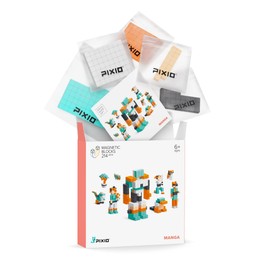 PIXIO Manga - Tiny Magnetic Blocks Building Toy in The Pixel Art style with free App - 5/16" plastic cubes with 6 magnets inside - Open ended toy - Creativity toy for Ages 6+