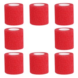 Bandage Wrap 8 Pack 2”x 5 Yards Self Adhesive Bandage Wrap Breathable Cohesive Bandage Wrap Rolls Athletic Elastic Self Adherent Wrap for Sports Injury,Wrist, Knee, Ankle Sprains and Swelling(Red)