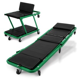 Magshion 48 Inch Folding Creeper and Rolling Seat 2 in 1 Garage Shop Creeper Roller Seat with 330 lbs Capacity, 360° Swivel Casters for Home Garage Workshop (Green)